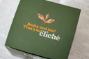 Text on the side of the tea box that reads "books and tea? That's so cliche"